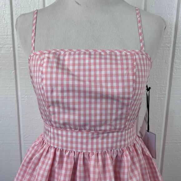 1.STATE Pink Gingham Bubble Hem Dress NWT Size 0 Coquette Cottagecore - Picture 3 of 8